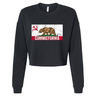 Commiefornia Anti Marxist Communist California Flag Cropped Pullover Crew