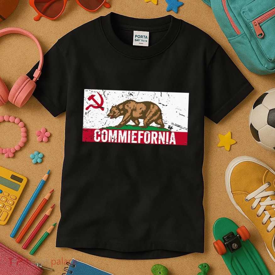 Commiefornia Anti Marxist Communist California Flag Kids T-Shirt