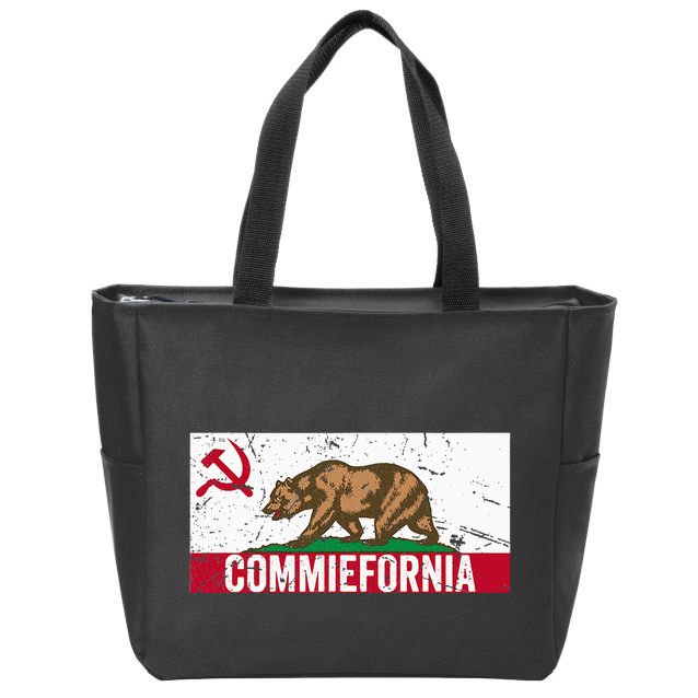 Commiefornia Anti Marxist Communist California Flag Zip Tote Bag