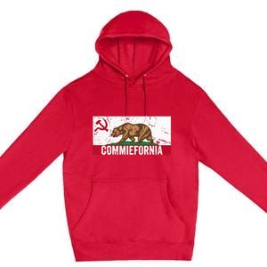 Commiefornia Anti Marxist Communist California Flag Premium Pullover Hoodie