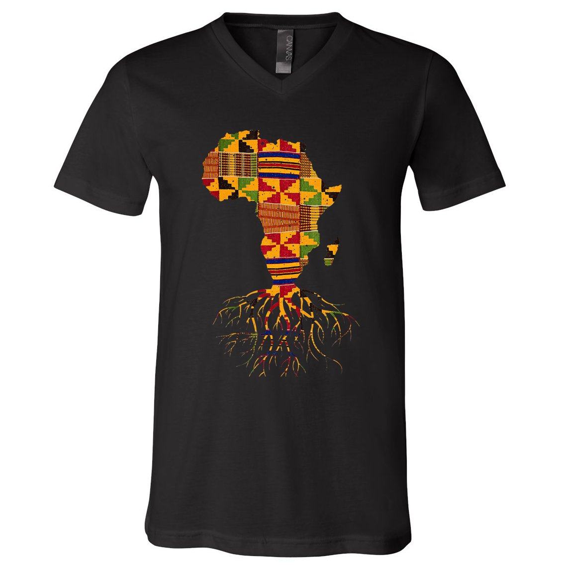 Cool Africa Map Traditional Kente Cloth African Roots V-Neck T-Shirt