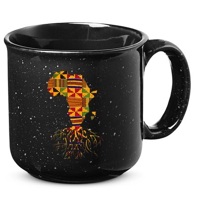 Cool Africa Map Traditional Kente Cloth African Roots 15oz Campfire Ceramic Mug