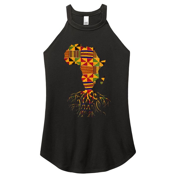 Cool Africa Map Traditional Kente Cloth African Roots Women's Perfect Tri Rocker Tank