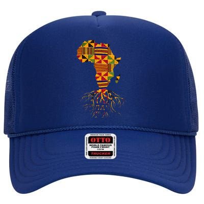 Cool Africa Map Traditional Kente Cloth African Roots High Crown Mesh Back Trucker Hat