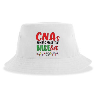 Cnas Always Make The Nice List Nurse Christmas Cna Sustainable Bucket Hat