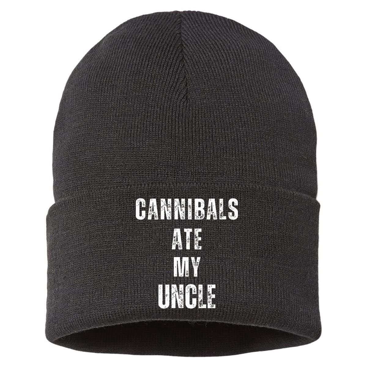 Cannibals Ate My Uncle Joe Biden Political Parody Sustainable Knit Beanie