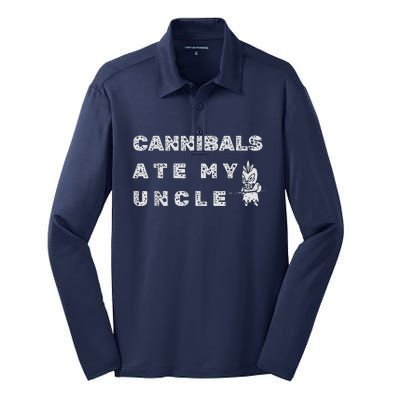 Cannibals Ate My Uncle Biden Trump Saying Funny Silk Touch Performance Long Sleeve Polo