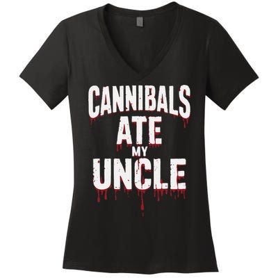 Cannibals Ate My Uncle Joe Biden Political Satire 2024 Women's V-Neck T-Shirt
