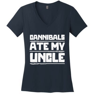 Cannibals Ate My Uncle Joe Biden Political Satire Trump 2024 Women's V-Neck T-Shirt