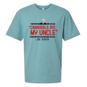 Cannibals Ate My Uncle Joe Biden Satire Trump 2024 Sueded Cloud Jersey T-Shirt