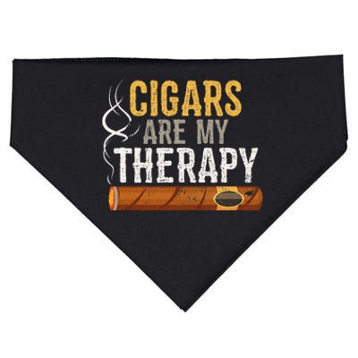 Cigars Are My Therapy Funny Humor Smoking Lover USA-Made Doggie Bandana