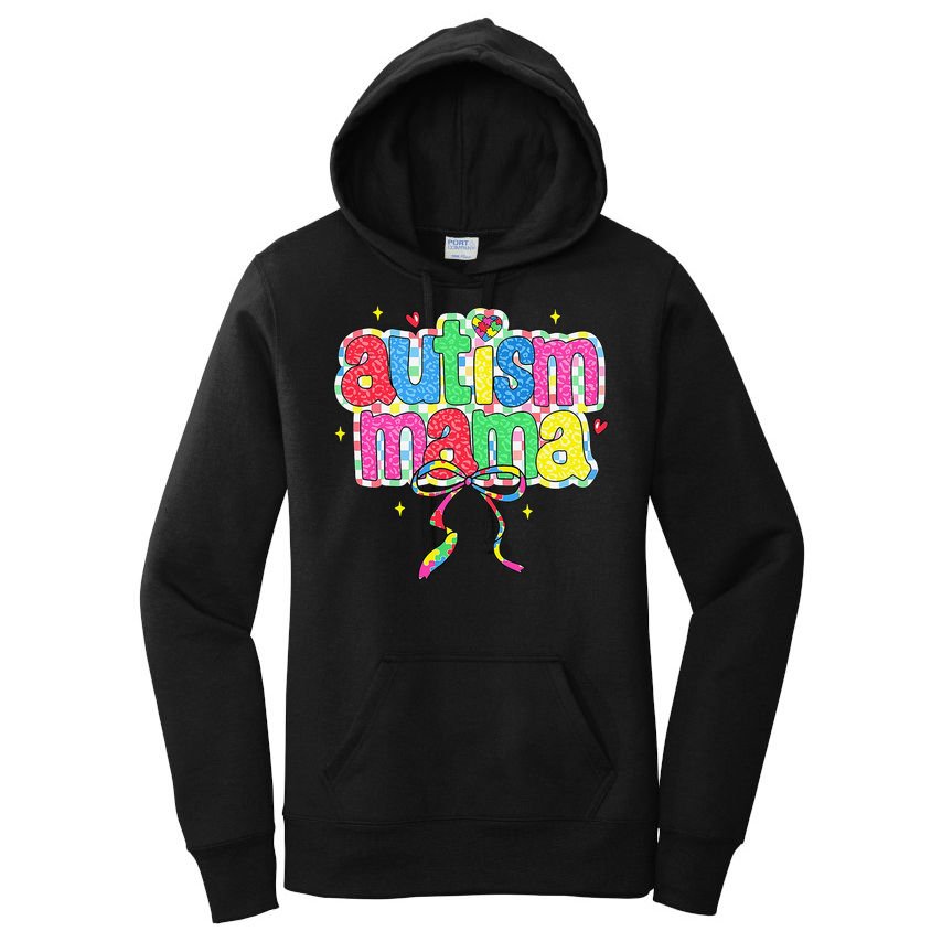Checkered Autism Mama Coquette Bow Autism Awareness Women's Pullover Hoodie