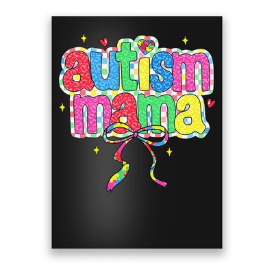 Checkered Autism Mama Coquette Bow Autism Awareness Poster
