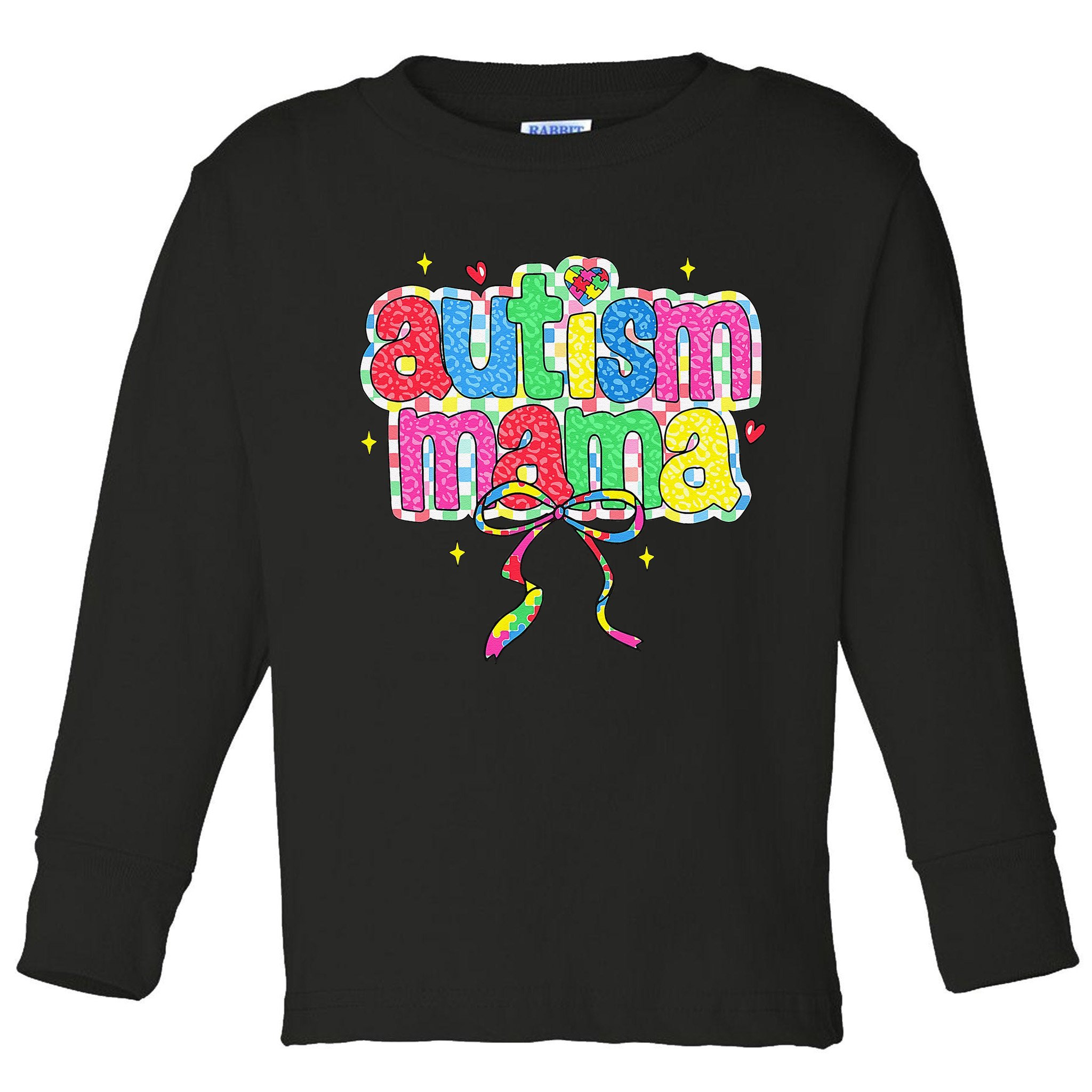 Checkered Autism Mama Coquette Bow Autism Awareness Toddler Long Sleeve Shirt