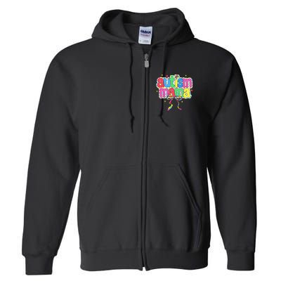 Checkered Autism Mama Coquette Bow Autism Awareness Full Zip Hoodie