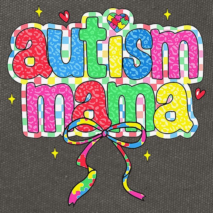 Checkered Autism Mama Coquette Bow Autism Awareness Cotton Canvas Backpack