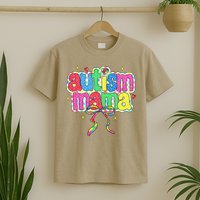 Checkered Autism Mama Coquette Bow Autism Awareness T-Shirt