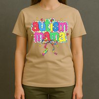 Checkered Autism Mama Coquette Bow Autism Awareness T-Shirt