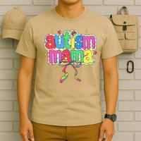 Checkered Autism Mama Coquette Bow Autism Awareness T-Shirt