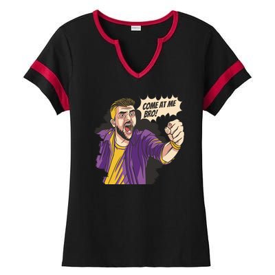 Come At Me Bro Comic Ladies Halftime Notch Neck Tee