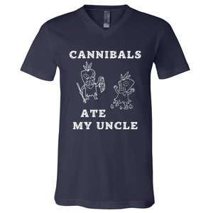 Cannibals Ate My Uncle Trendy Funny Current V-Neck T-Shirt