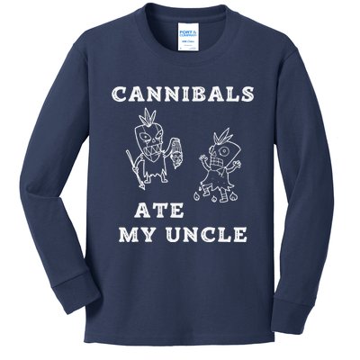 Cannibals Ate My Uncle Trendy Funny Current Kids Long Sleeve Shirt