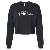 Camera Photographer Heartbeat Cropped Pullover Crew