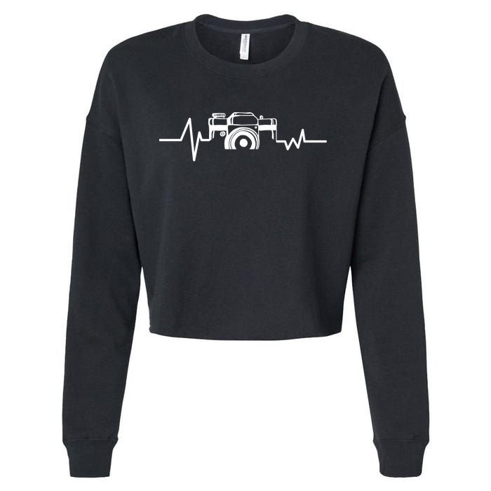 Camera Photographer Heartbeat Cropped Pullover Crew