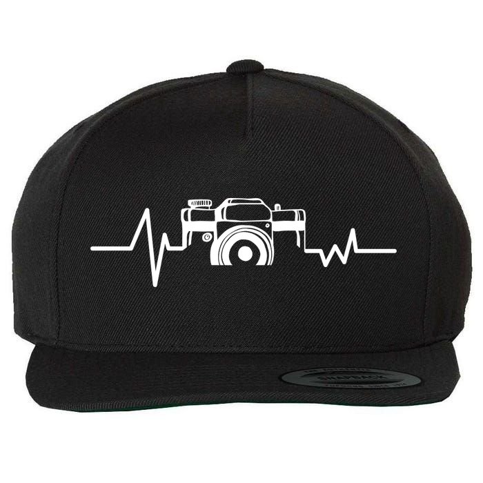 Camera Photographer Heartbeat Wool Snapback Cap
