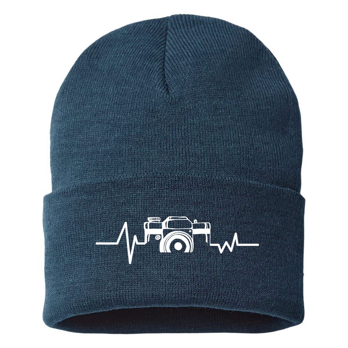 Camera Photographer Heartbeat Sustainable Knit Beanie