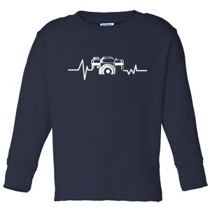 Camera Photographer Heartbeat Toddler Long Sleeve Shirt