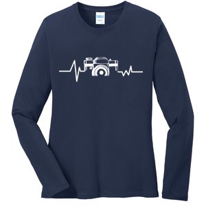 Camera Photographer Heartbeat Ladies Long Sleeve Shirt