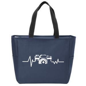 Camera Photographer Heartbeat Zip Tote Bag