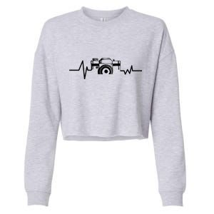 Camera Photographer Heartbeat Cropped Pullover Crew