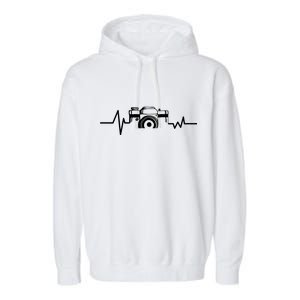 Camera Photographer Heartbeat Garment-Dyed Fleece Hoodie