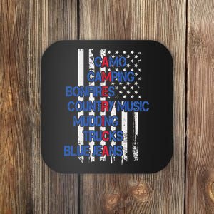 Camo Camping Bonfires Country Music Mudding  Trucks Blue Jeans Coaster