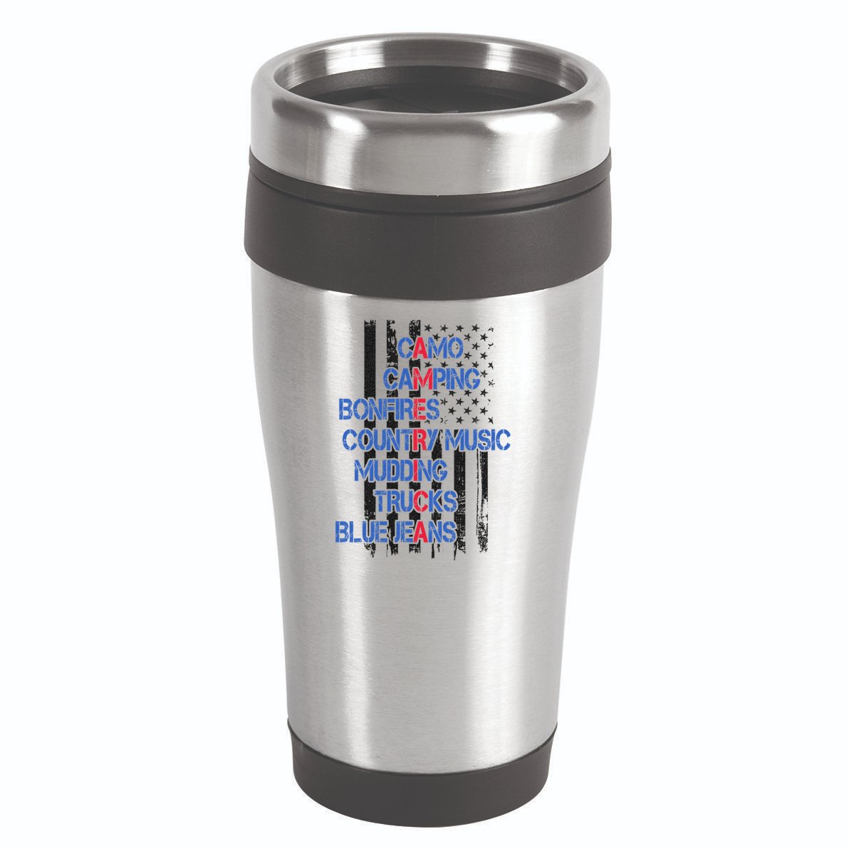 Camo Camping Bonfires Country Music Mudding  Trucks Blue Jeans 16oz Travel Tumbler