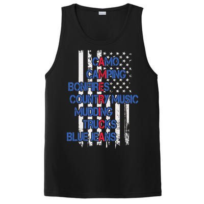 Camo Camping Bonfires Country Music Mudding  Trucks Blue Jeans PosiCharge Competitor Tank