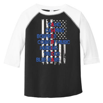 Camo Camping Bonfires Country Music Mudding  Trucks Blue Jeans Toddler Fine Jersey T-Shirt