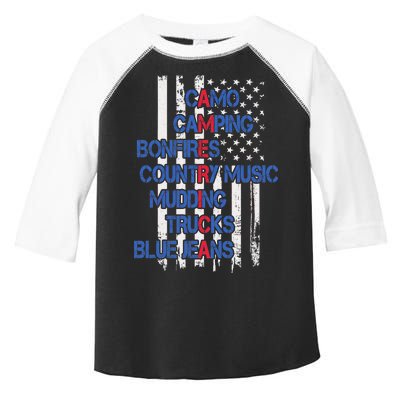 Camo Camping Bonfires Country Music Mudding  Trucks Blue Jeans Toddler Fine Jersey T-Shirt