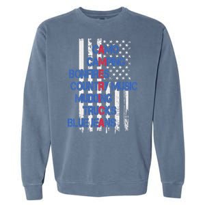 Camo Camping Bonfires Country Music Mudding  Trucks Blue Jeans Garment-Dyed Sweatshirt