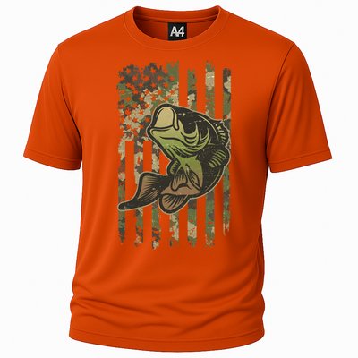 Camouflage American Flag Fishing Camo Cooling Performance Crew T-Shirt