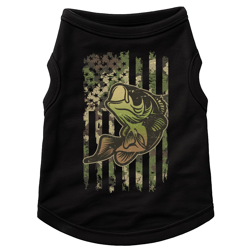 Camouflage American Flag Fishing Camo Doggie Tank