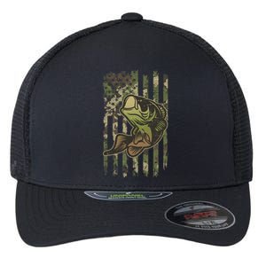 Camouflage American Flag Fishing Camo Flexfit Unipanel Trucker Cap