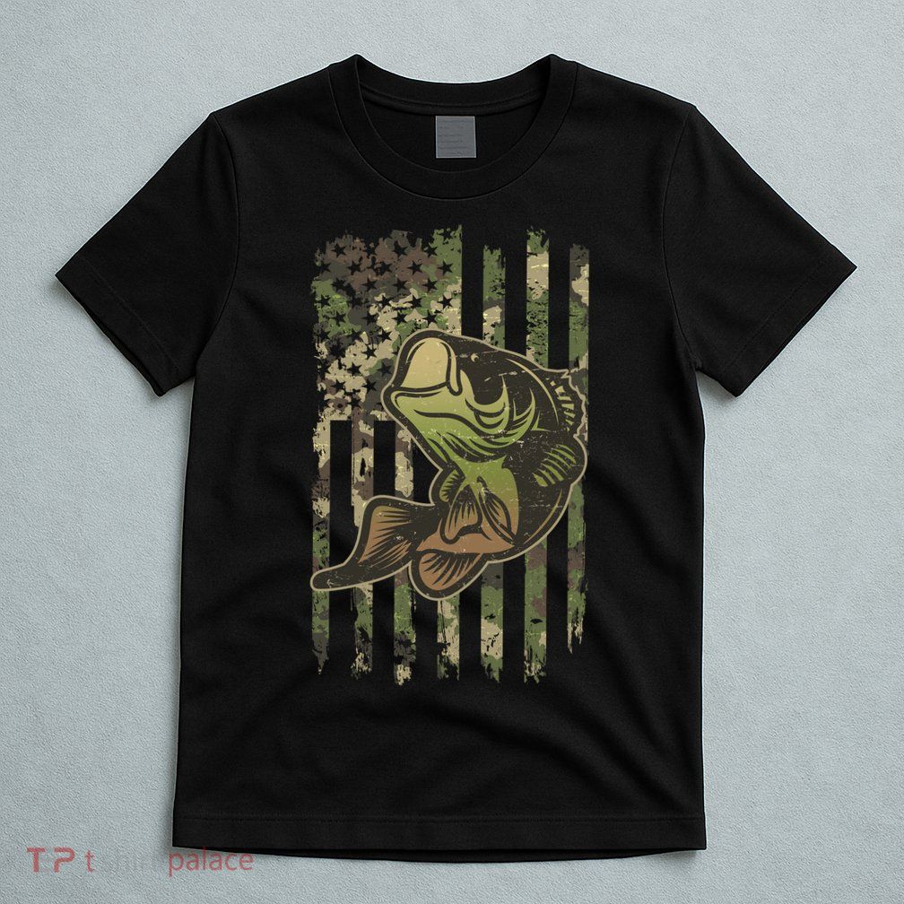 Camouflage American Flag Fishing Camo T-Shirt
