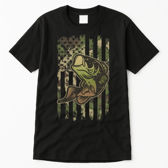 Camouflage American Flag Fishing Camo Tall T-Shirt