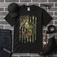 Camouflage American Flag Fishing Camo Tall T-Shirt