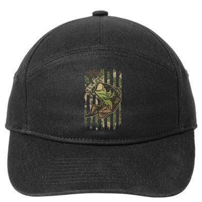 Camouflage American Flag Fishing Camo 7-Panel Snapback Hat