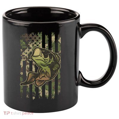 Camouflage American Flag Fishing Camo 11oz C Handle Ceramic Mug