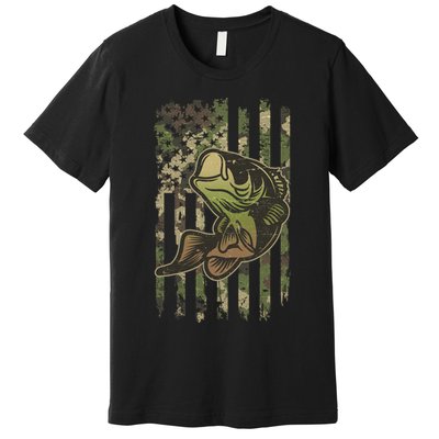 Camouflage American Flag Fishing Camo Premium T-Shirt